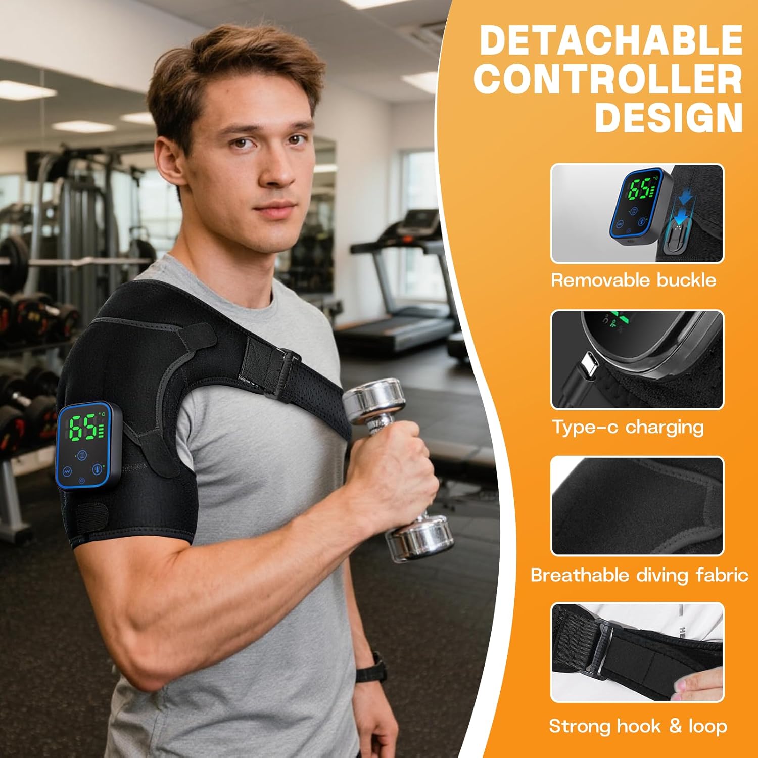 Heated Shoulder Massager, Phone-control 7 Heat Settings, 3 Vibration Intensity Modes, 3 Timer Shoulder Heating Pad For Sports Frozen-Shoulder Ideal Chrismas Gift,Heating Pad, Portable Heating Pad