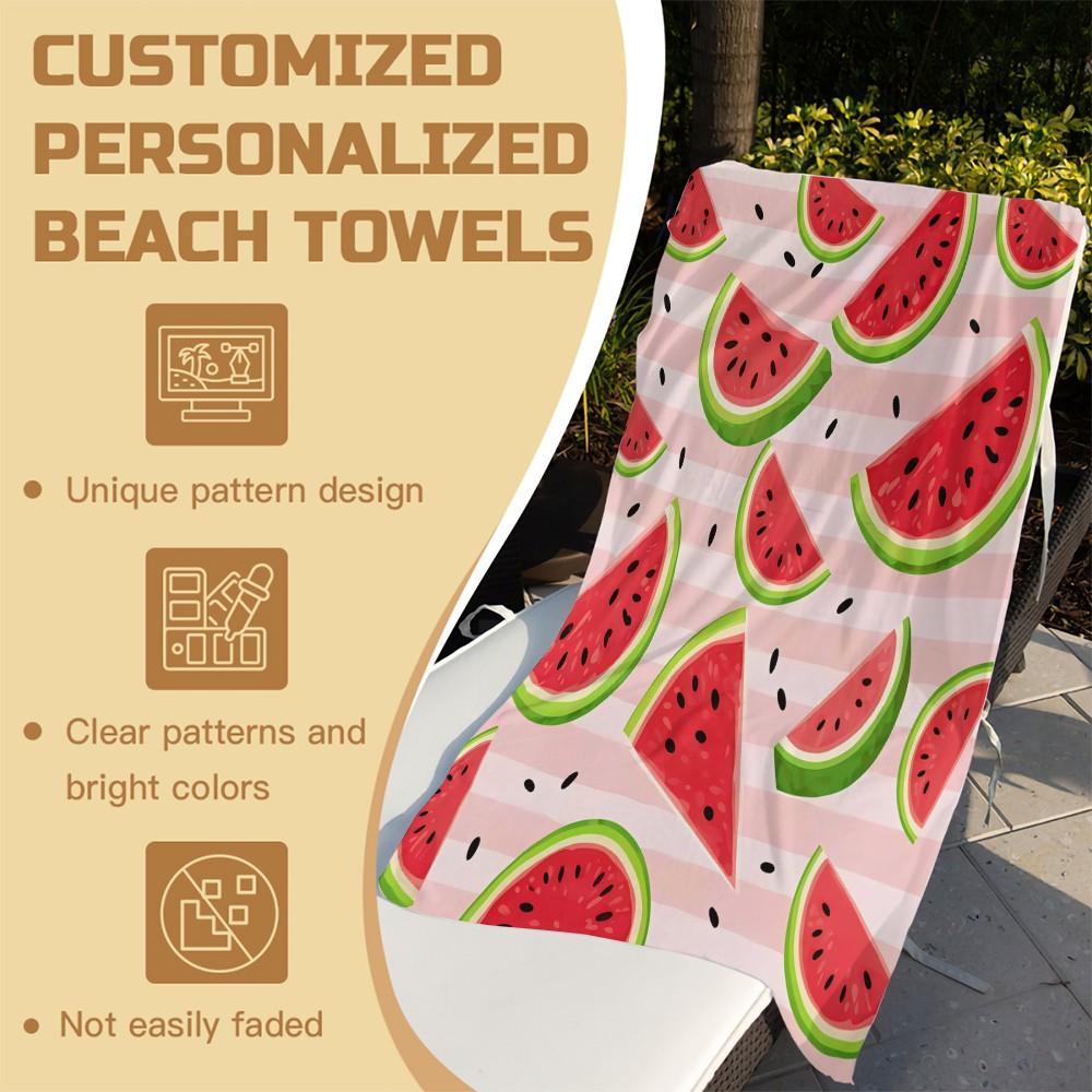 Tropical Fruit Digital Print Beach Towel, Quick Dry Pool Towel, Multipurpose Camping Towel & Bath Towel Blanket, Ideal for Beach Pool Camping Vacation, Perfect Gift for All Occasions