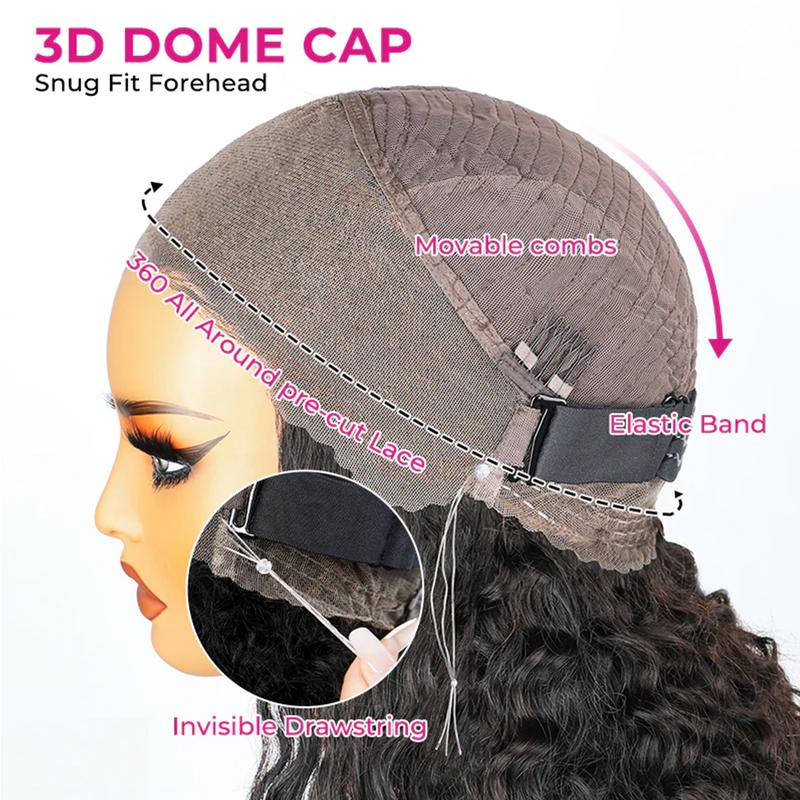 High Density Kinky Straight 360 Lace Front Wigs Human Hair Glueless Brazilian Yaki Straight 13x6 HD Lace Frontal Wig Preplucked Remy Hair Half Wigs With Drawstring 3 in 1 Fast install Wig #TikTokShopBlackFriday