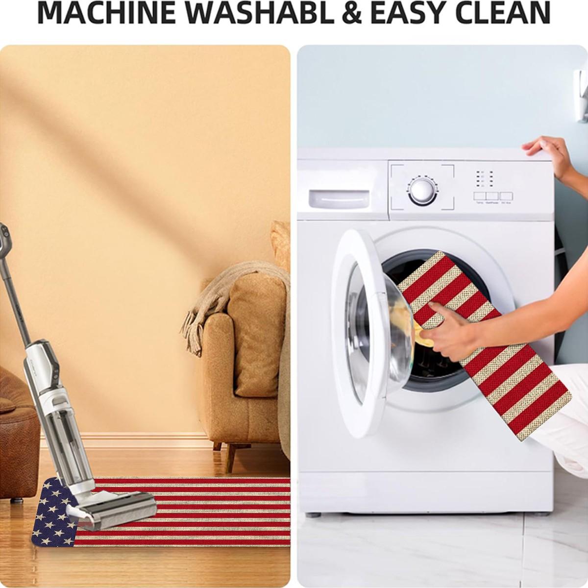 JIT 1/2/3 pc of flannel flag Memorial Day and Independence Day White Eagle Embroidered Carpet for Multi-Scene Use as Decorative Carpet - Kitchen Carpet Set, Flannel Washable Side-Edge Soft Carpet, Suitable for Kitchen, Bedroom, etc.