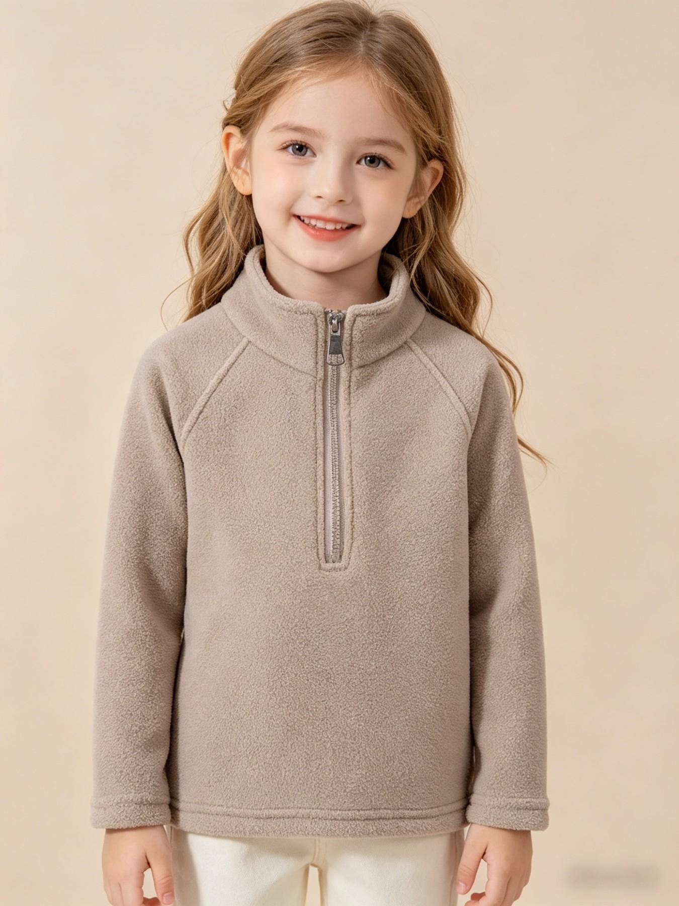 Unisex Kids Sweatshirt, Warm Casual Top, Polyester Fabric, Solid Color Design, Spring & Fall Wear, Suitable for Ages 1-8 Years