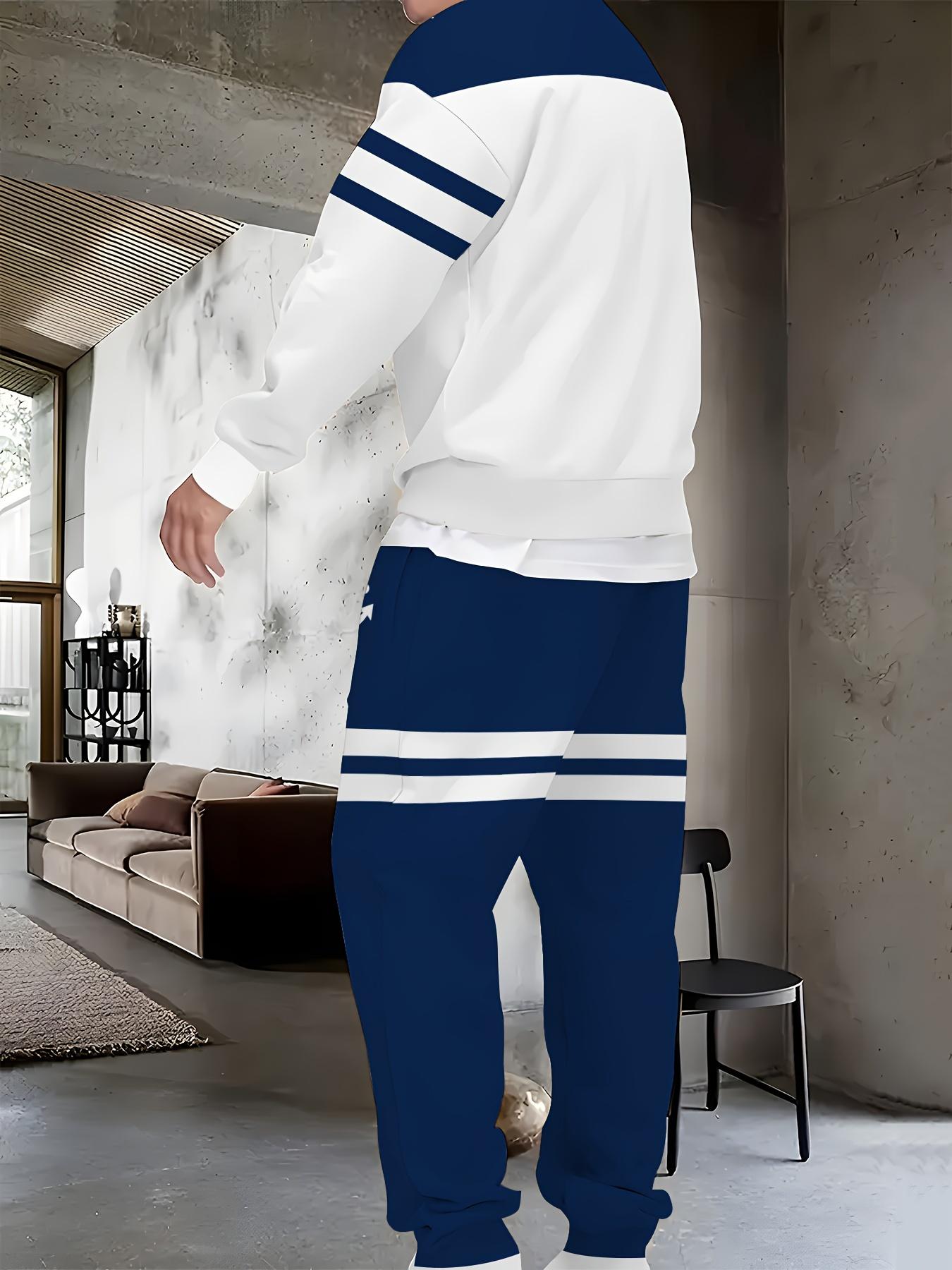 Comfortable Men's Casual Set - Soft Long Sleeve Round Neck Top and Stylish Printed Comfortable Running Pants, Machine Washable, Easy to Care for, Suitable for Daily Leisure