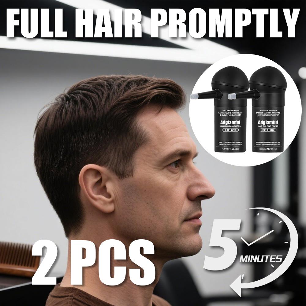 Adglamful Hair Thickening Fiber Powder Integrated Set 2-Count Natural Root Concealer Cream Long-lasting Hair Styling Suitable for Both Men and Women Hair care Hair styling powder, dry hair spray, puffy powder