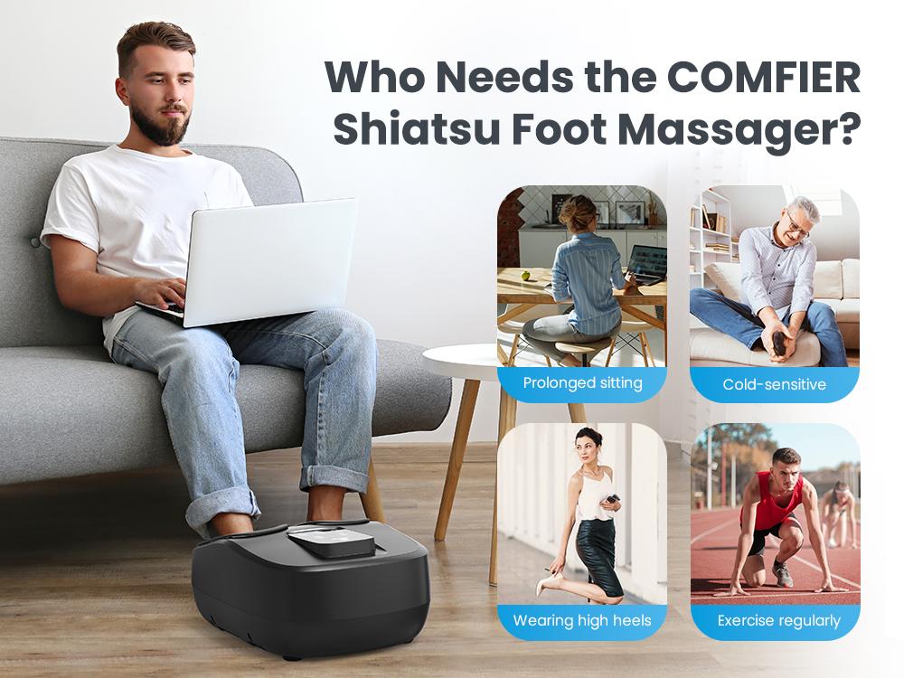 COMFIER 2025 Upgrade Shiatsu Foot Massager with Remote,Pause Function,Foot Massager Machine with Heat,Compression,3 Timer,Feet Massager for Plantar Fasciitis,Neuropathy,Gift for Men,Size 13
