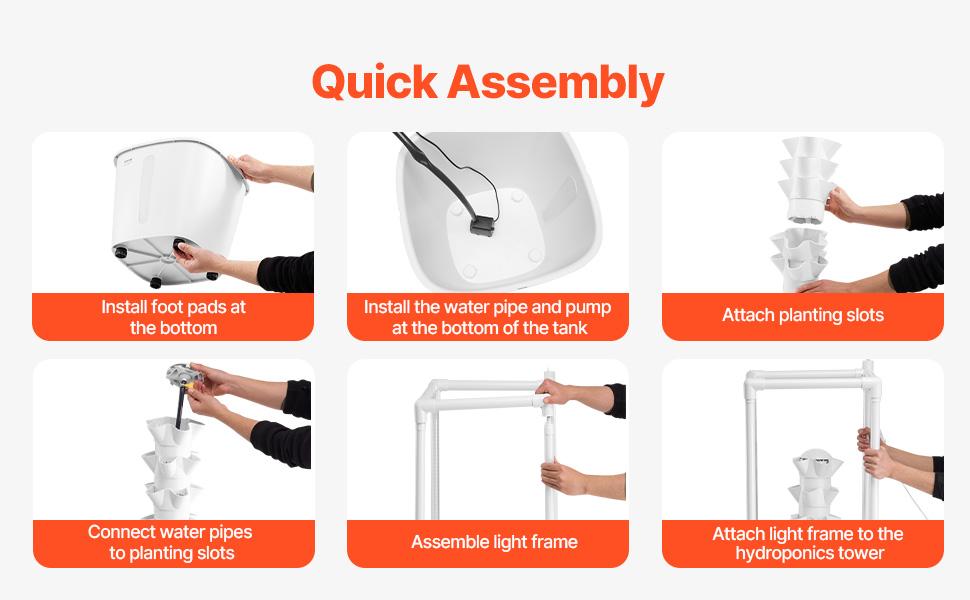 VEVOR Hydroponic Growing System with Grow Light, 30 Pods Vertical 6 Tiers Hydroponic Tower, Home Hydronic Garden with Water Pump, Plants Germination Kit for Indoor Herbs, Fruits and Vegetables