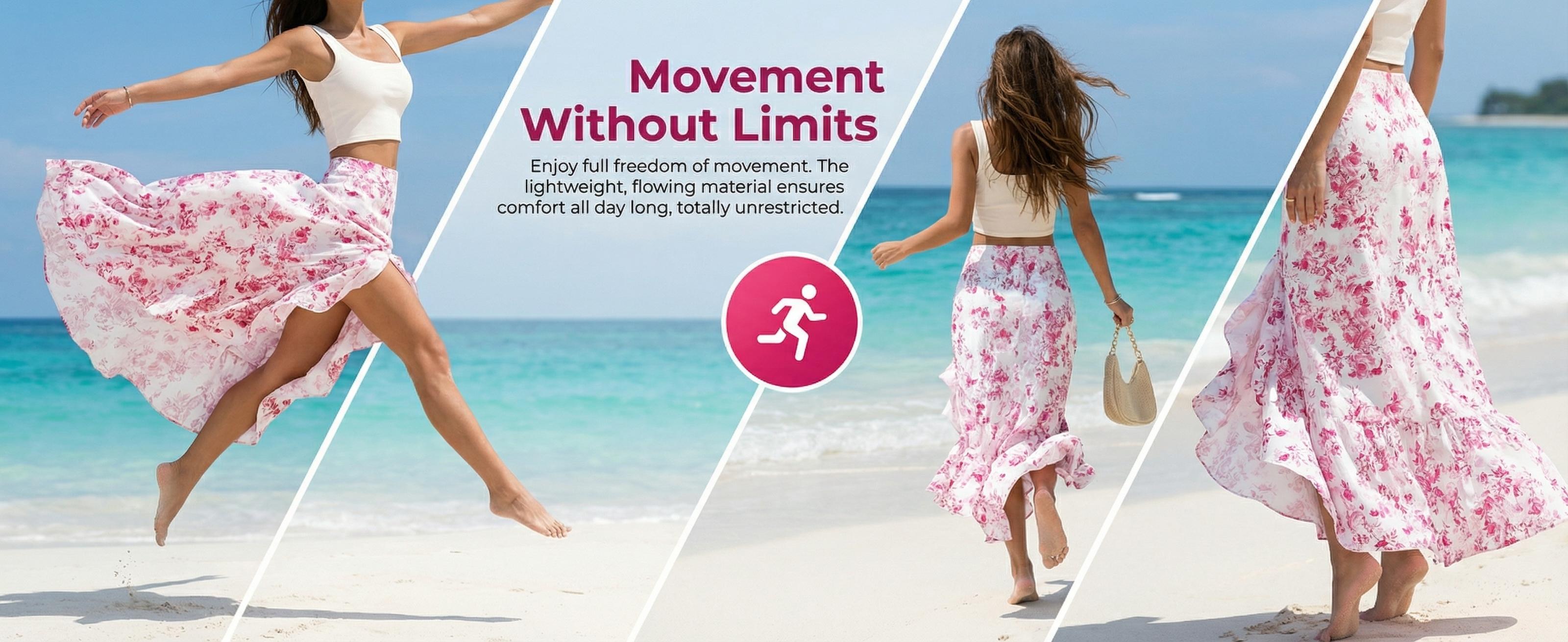 Bohemian Elegant Floral Print Irregular Ruffle A-Line Midi Skirt, Loose-Fitting Design for Garden Parties & Beach Vacations Bohemian Elegant Floral Print Irregular Ruffle A-Line Midi Skirt, Loose-Fitting Design for Garden Parties & Beach Vacations