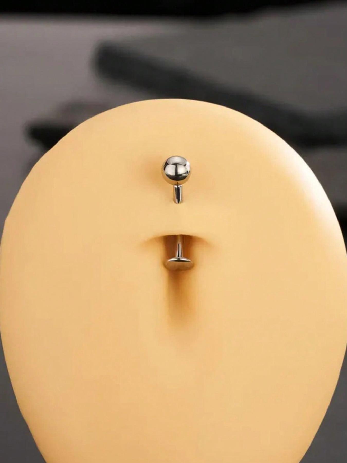 1 piece Titanium Zirconia Internally Threaded Floating Navel Ring, Stylish Flat Rhinestone Belly Button Ring, Navel Barbell 8/10/12/14mm, 14G Body Piercing Jewelry, Unisex