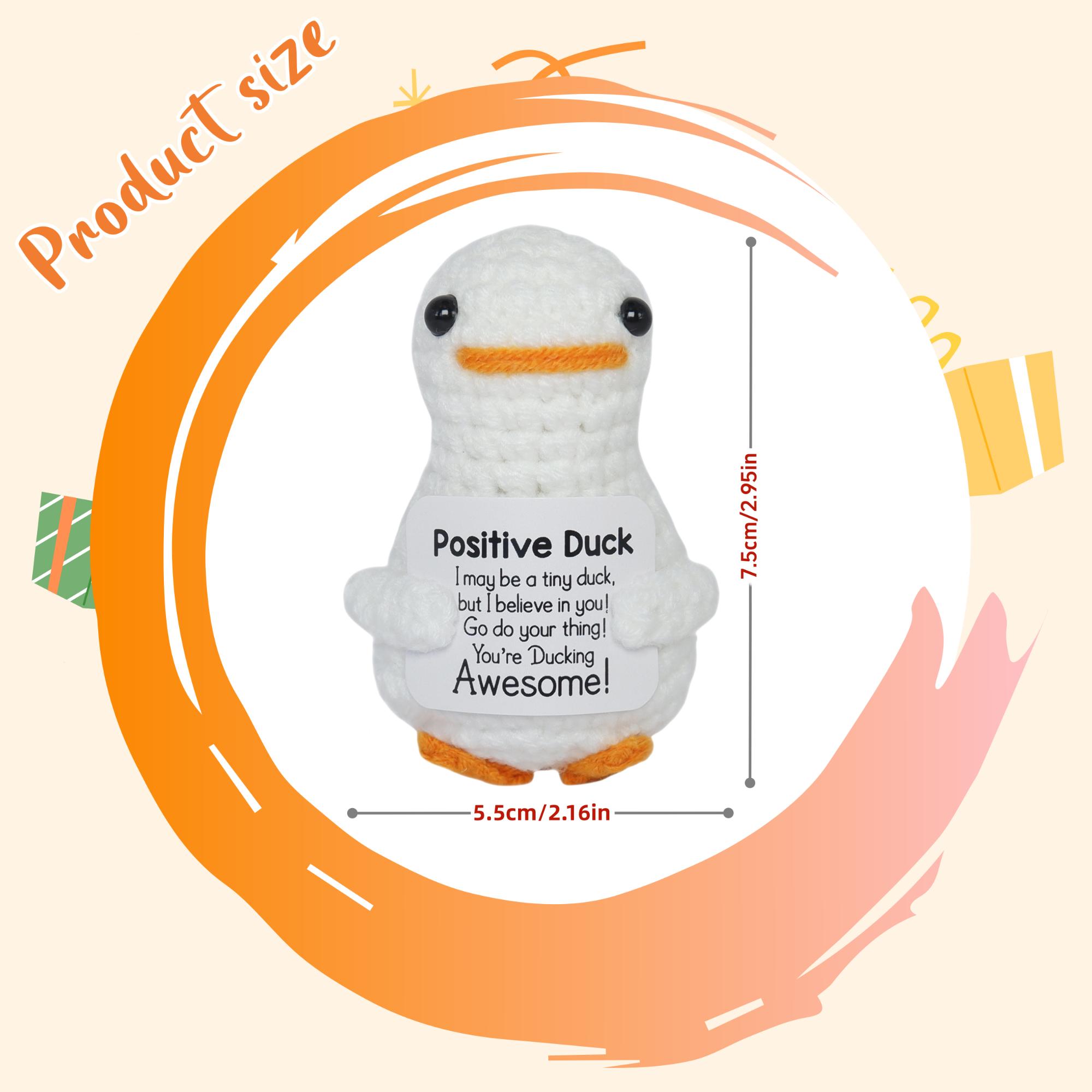 Cute Knitted Duck with Positive Card, Handmade Emotional Support Crochet Doll for Gift, DIY Knitting Supplies for Home Office Decor, Stuffed Animals, Cute Girly Gifts, Toy Plushies, Handmade Crochet Figure Cute Knitted Duck with Positive Card, Handmade Emotional Support Crochet Doll for Gift, DIY Knitting Supplies for Home Office Decor, Stuffed Animals, Cute Girly Gifts, Toy Plushies, Handmade Crochet Figure