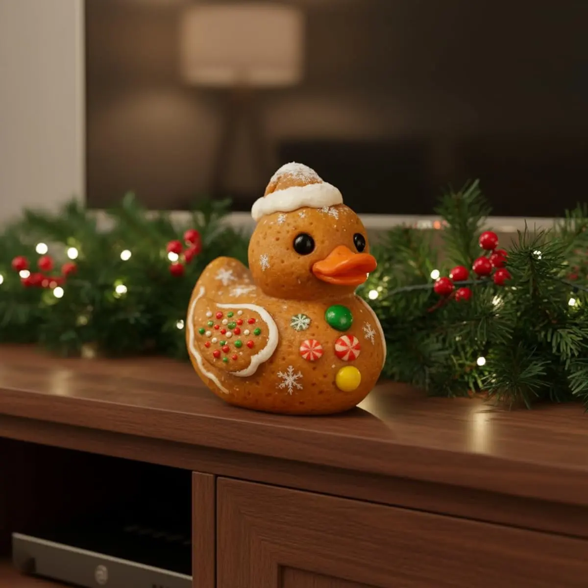 Christmas Resin Duck Figurines, Gingerbread Duck & Christmas Tree Duck Ornaments, Cute Festive Duck Sculpture, Xmas Gifts for Home, Office, Car