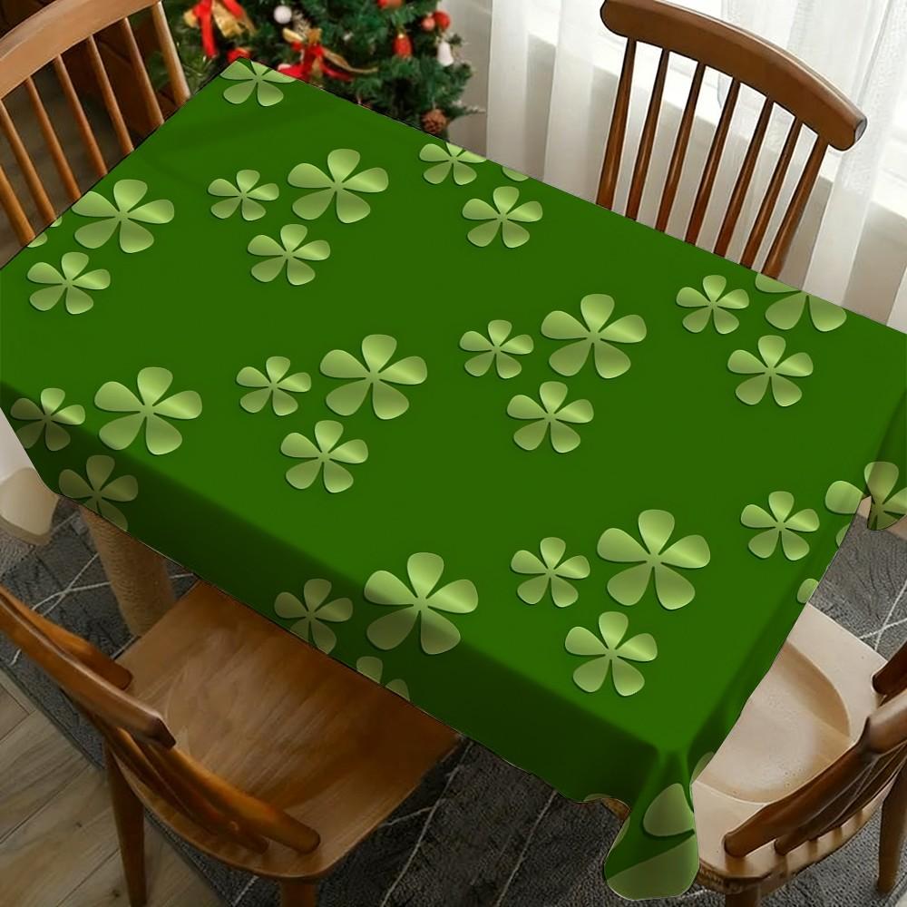 1 pc St Patrick's Day Tablecloth Leaf Pattern, Perfect for Picnics Camping Weddings Birthdays Restaurants Buffets, Washable Home Decor