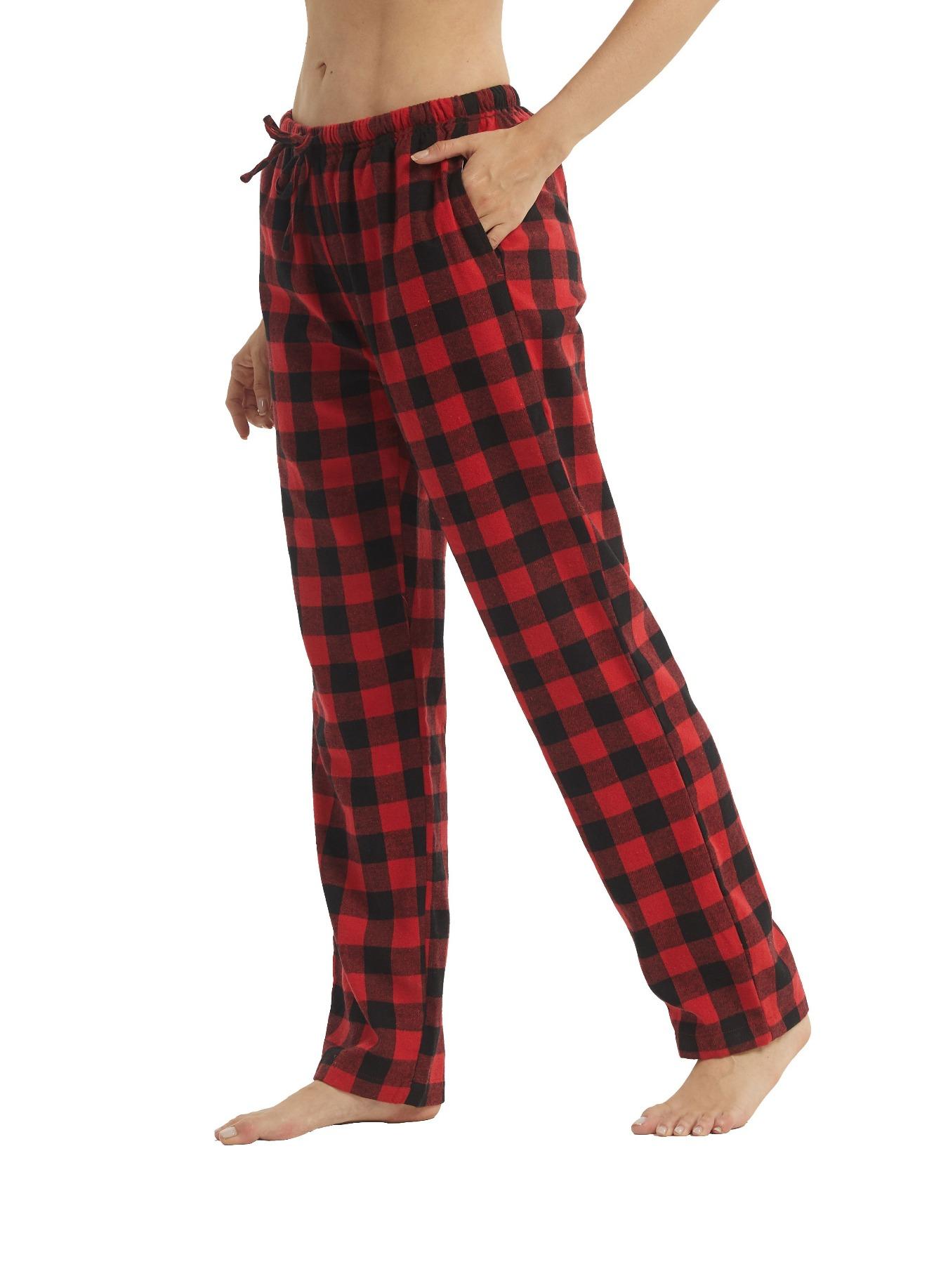 Women's Flannel Plaid Sleep Pants Soft Comfortable Indoor Home Long Pants Casual Outdoor Drawstring Waist All Seasons Cotton