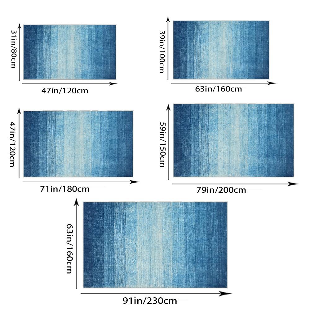 Gradient Blue Pattern Rug, Indoor Outdoor Easy Clean Soft Durable Rug, Ideal for Living Room Bedroom Dining Hallway Entrance, Perfect Home Decor and Valentine's Day Decoration, Decorative Rug, Patio Rug