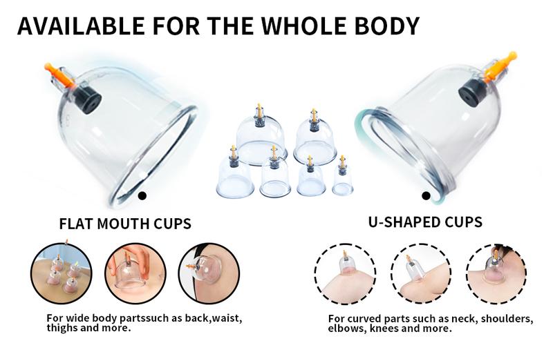Cupping Set, 6 Cups Cupping Kit for Massage Therapy, Chinese Cupping Therapy Set with Magnetics, Professional Vacuum Cupping Set for Cellulite Reduction Muscle Pain Relief with Manual Pump