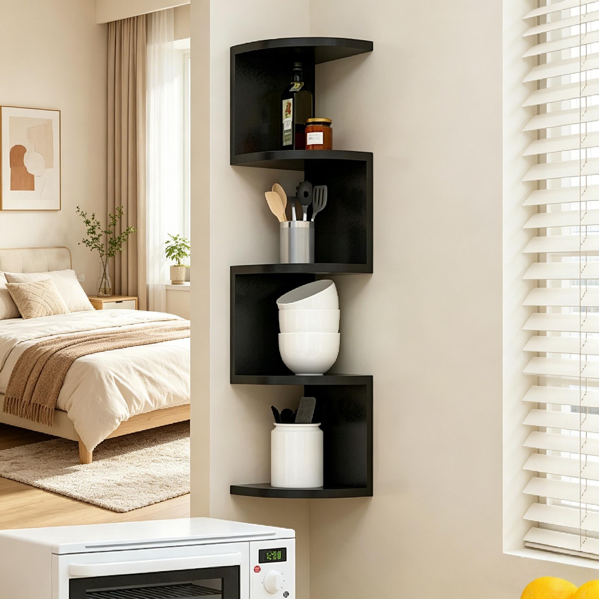 Thick Corner Shelf, No Drilling Wall Mount Organizer, Creative Multi-Layer Waterproof Storage Rack, Home Decor Bookshelf, Small Space Essential