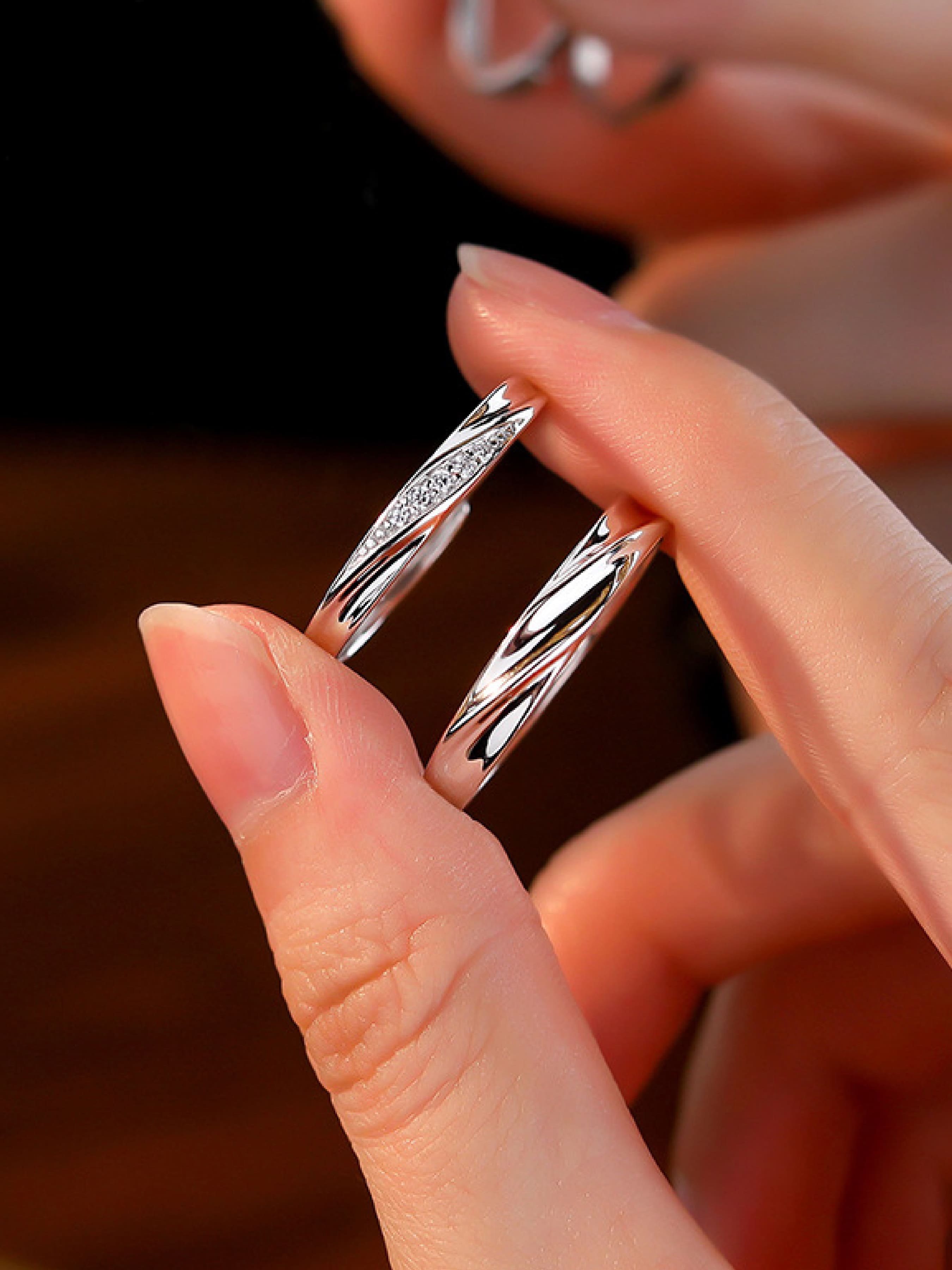 S999 Sterling Silver Couple Ring, Infinity Ring, Adjustable Open Ring, Fashion Jewelry Accessories for Women & Men, Birthday Gift, Anniversary Gift