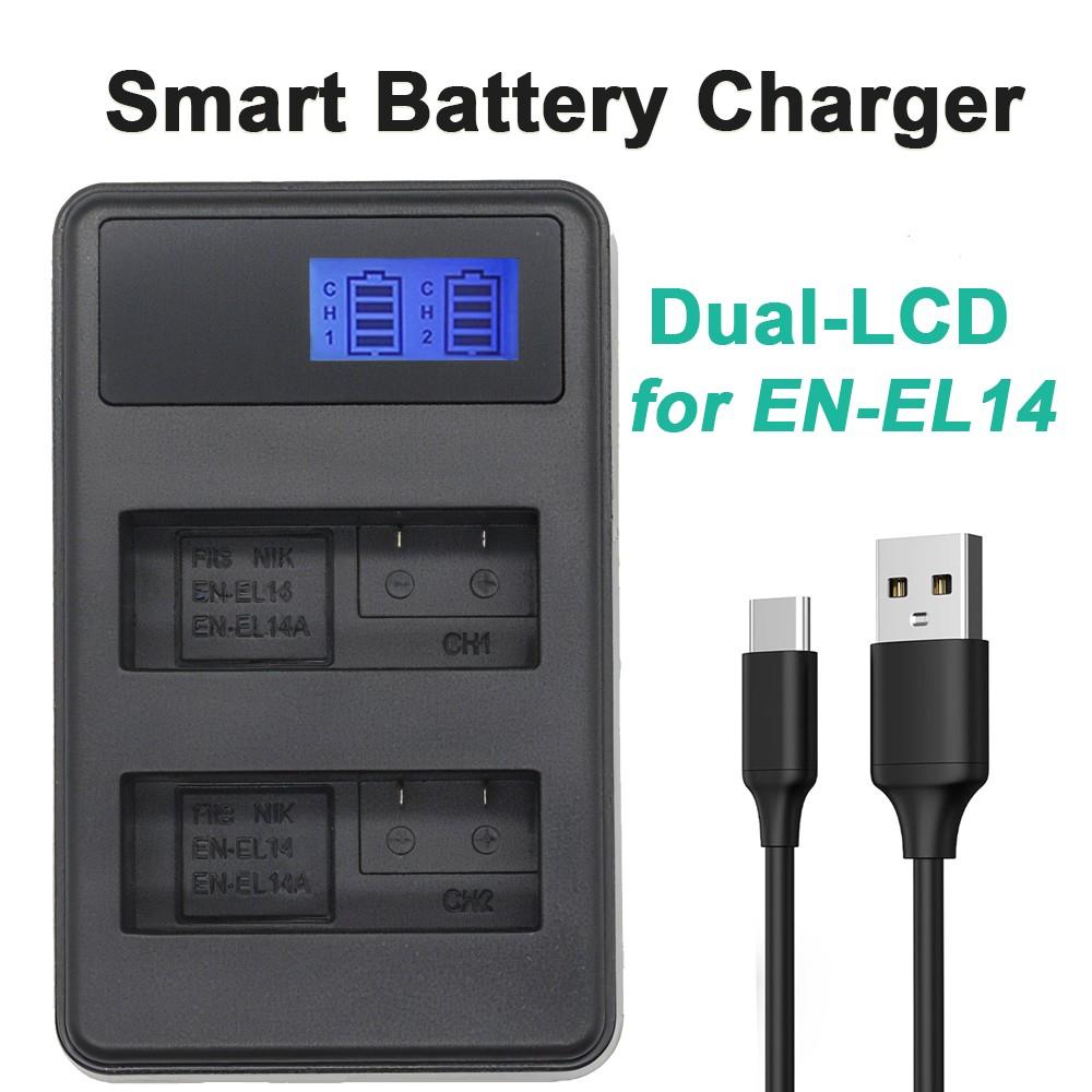 1Pcs EN-EL14 Dual Slot Camera Battery Charger, LCD Display, Suitable for Nikon MH-24 Charger, P7000, P7100, P7700, P7800, D3100, D3200, D3300 DSLR Camera Battery Charger (batteries not included in the product) 1Pcs EN-EL14 Dual Slot Camera Battery Charger, LCD Display, Suitable for Nikon MH-24 Charger, P7000, P7100, P7700, P7800, D3100, D3200, D3300 DSLR Camera Battery Charger (batteries not included in the product)