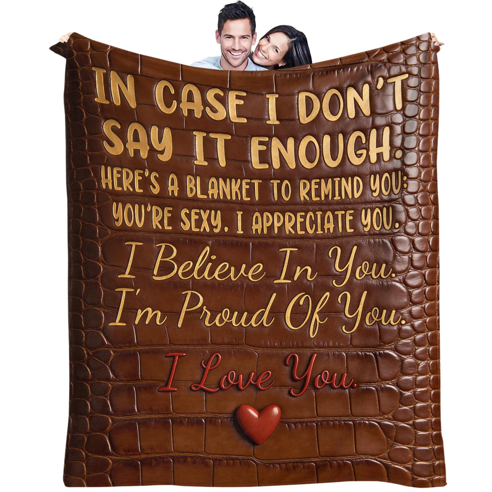 Romantic Confession Pattern Slogan Print Blanket, Daily Holiday Birthday Gift For Kids And Adults, Soft, Warm And Lightweight Plush Blanket, Suitable For Bed, Sofa, Car, Room Decoration