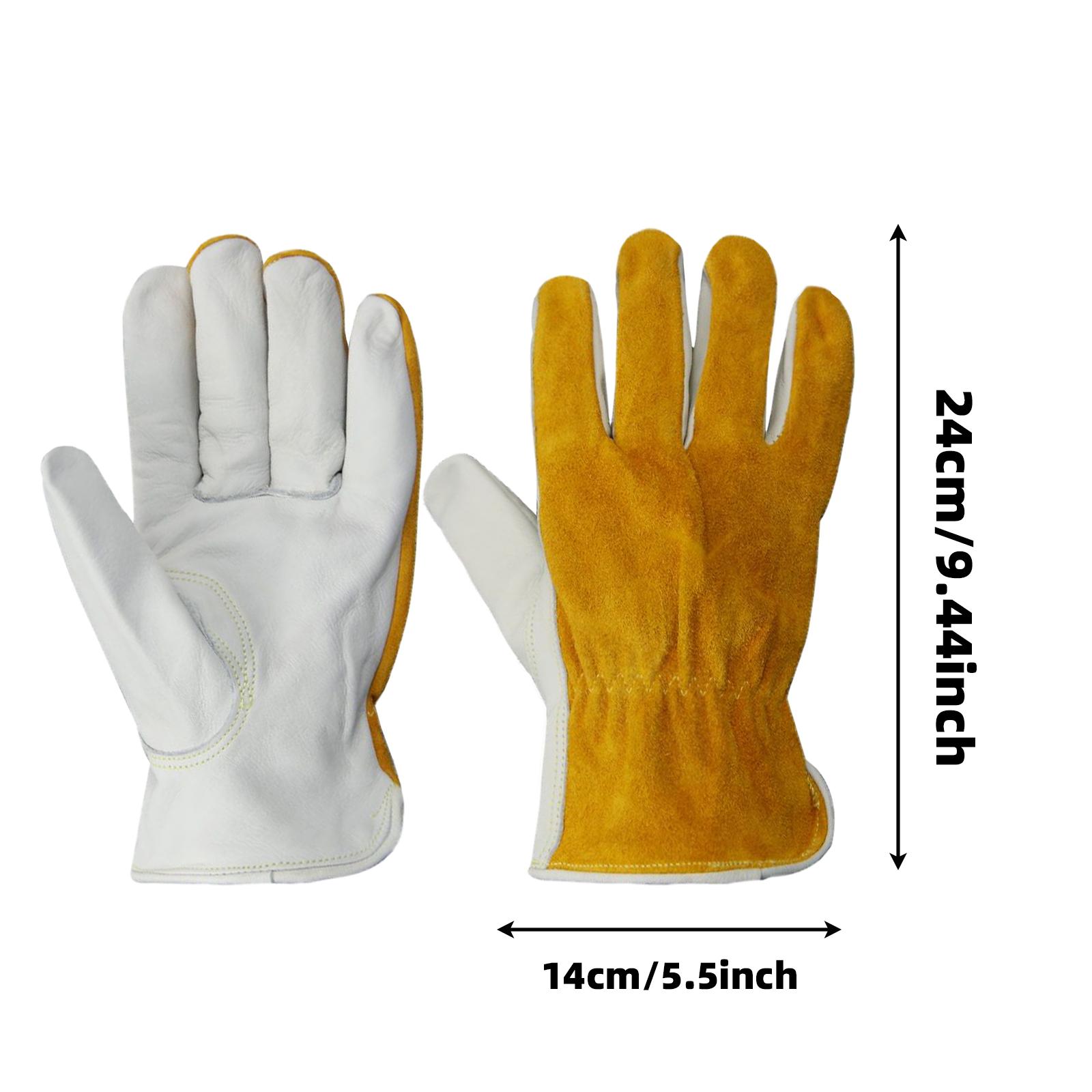 Leather Layered Heavy Duty Work Gloves Soft Grip Durable Hand Protection for Construction Gardening Outdoor Use