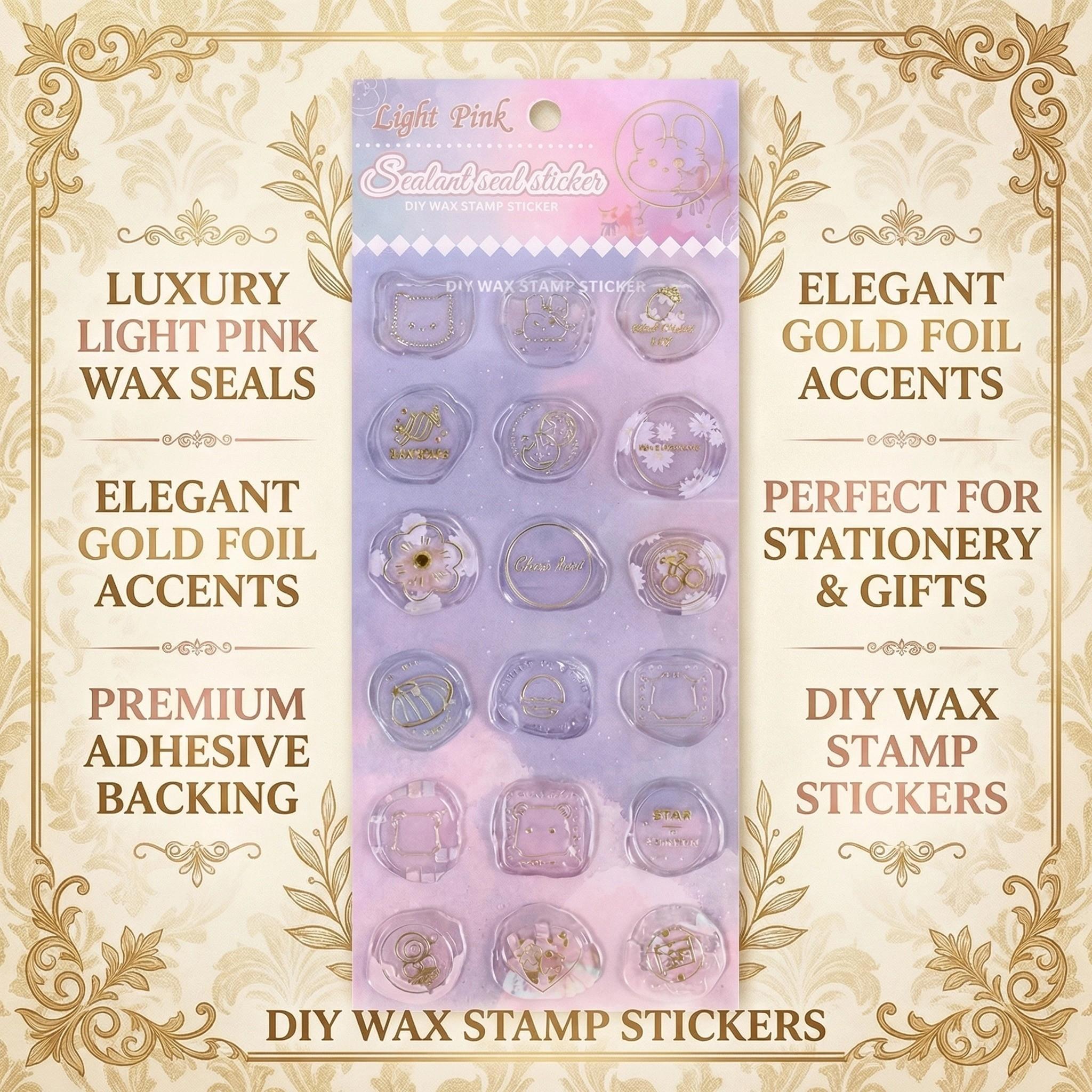 Gold Foil Wax Seal Stamps, High-Quality Embossing Stickers for Scrapbooks, Notebooks, Envelopes, DIY Seals, European Style Decorative Stickers