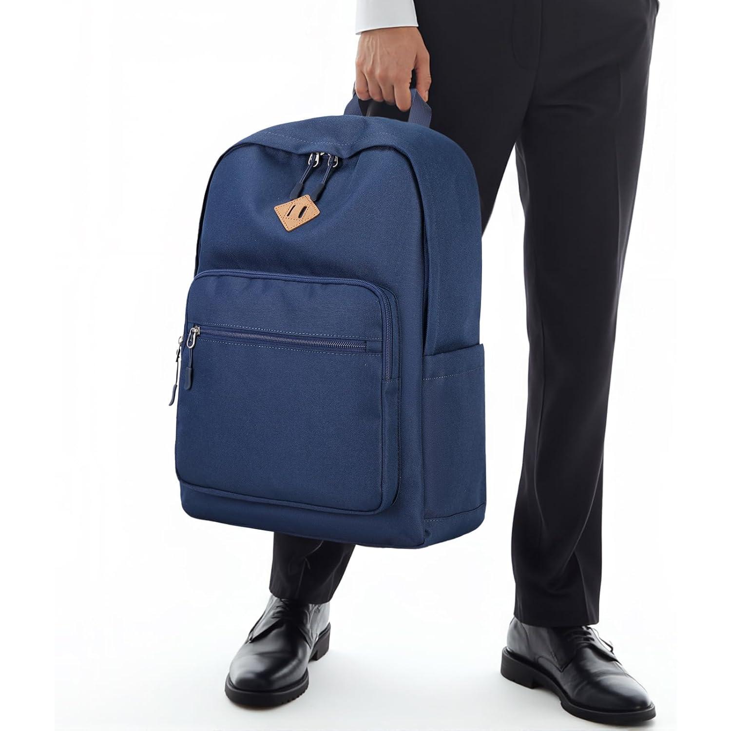 Classic Backpack for School Travel College, Durable Water Resistant Bookbag (Navy)