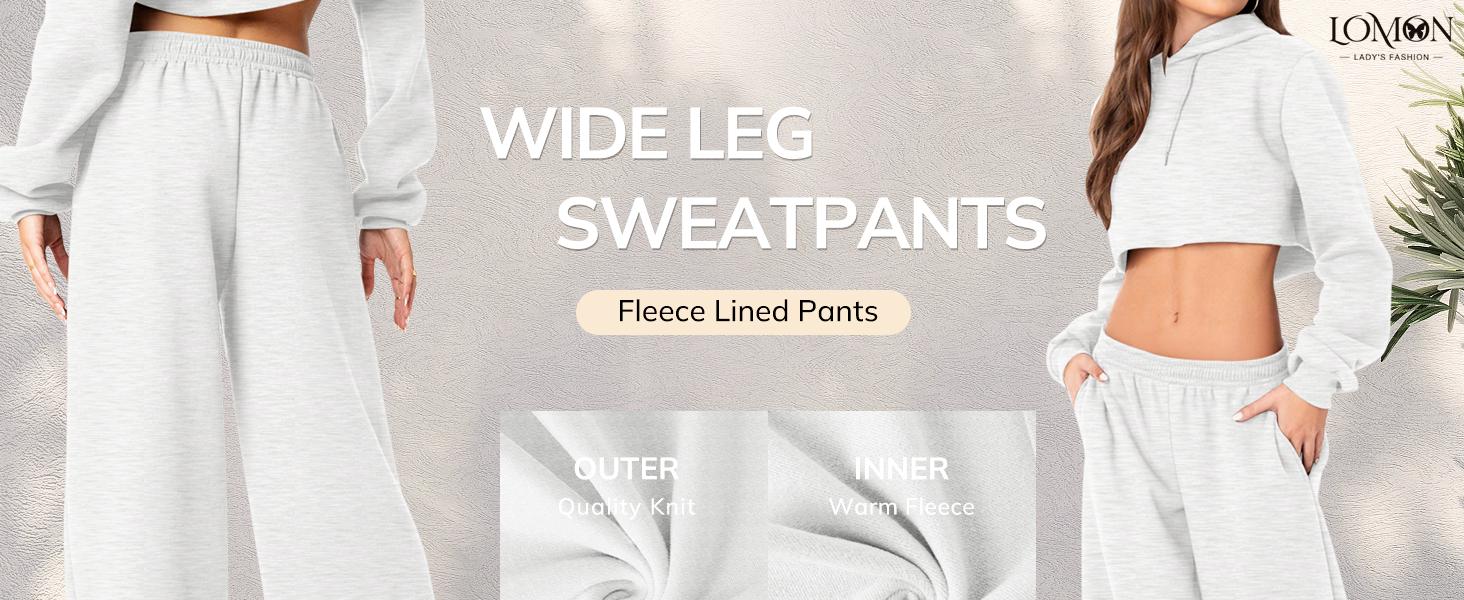 Wide Leg Sweatpants Women Low Rise Fleece Sweat Pants Fall Clothes 2025 Teen Girl Baggy Jogger Sweatpant with Pockets