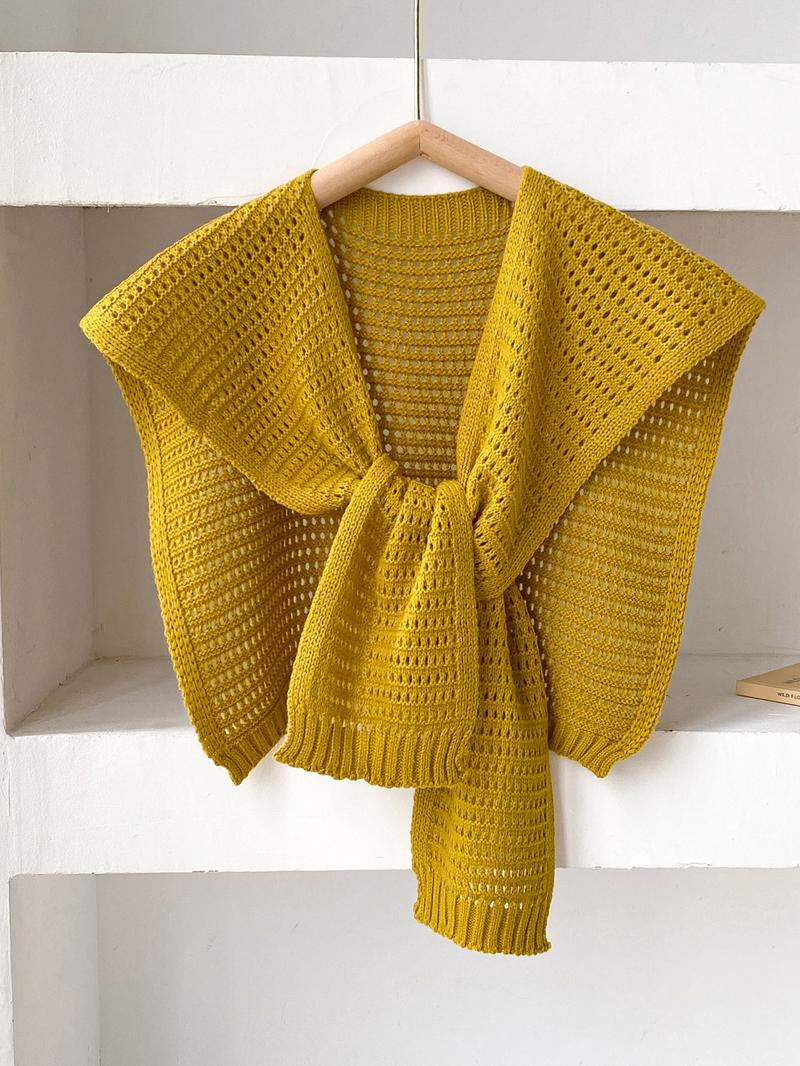 Solid Color Knit Shawl, Knitted Scarf, Casual Lightweight Scarf Shawl for Women, Fashion Elegant Shawl for Daily Wear, Trendy All-match & Exquisite Scarf for Birthday Gift