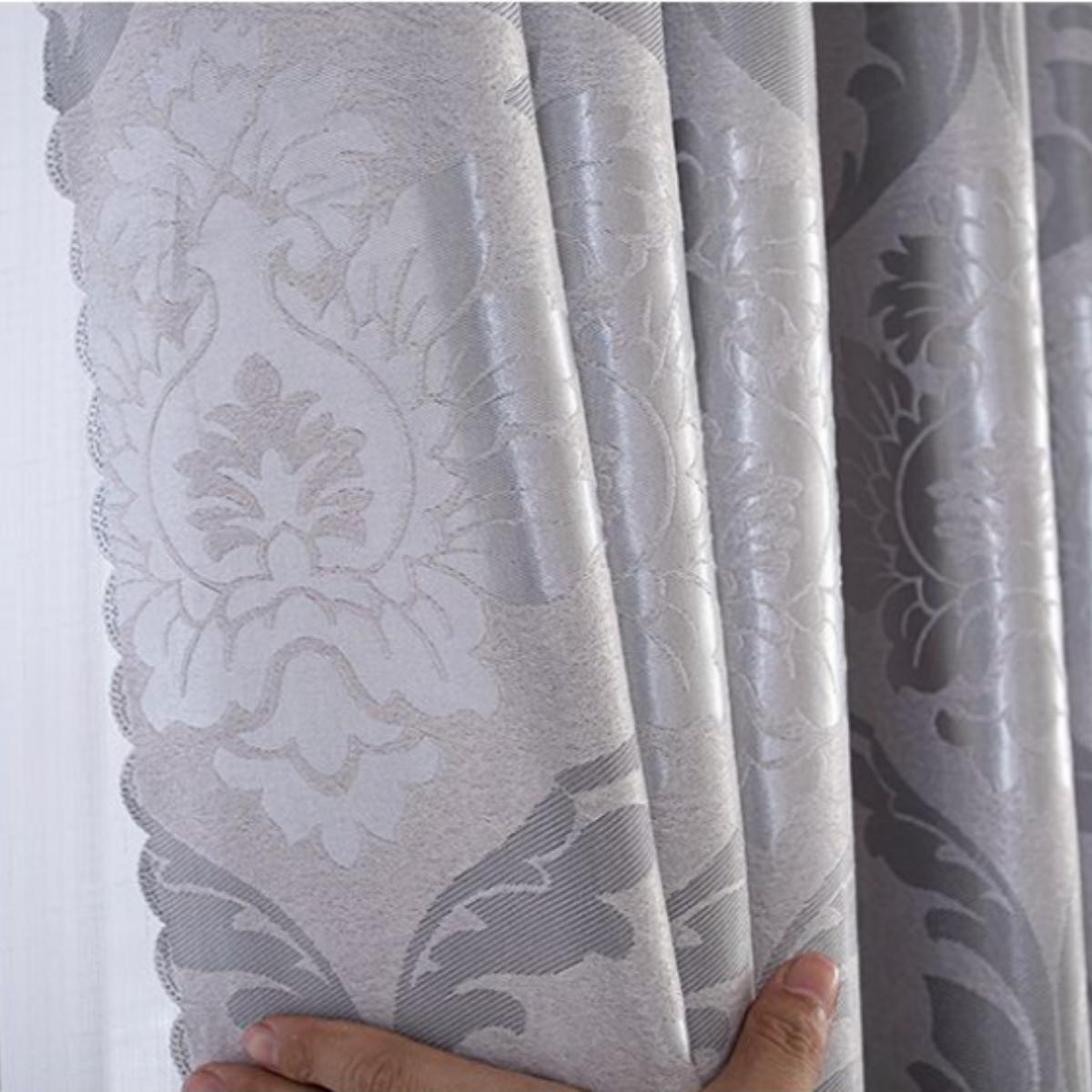 1pc Full Light Blocking Double Sided Embossed Thick Curtains, European Palace Style New Bedroom Luxury Living Room Elegant Design, Privacy Grommet Curtains