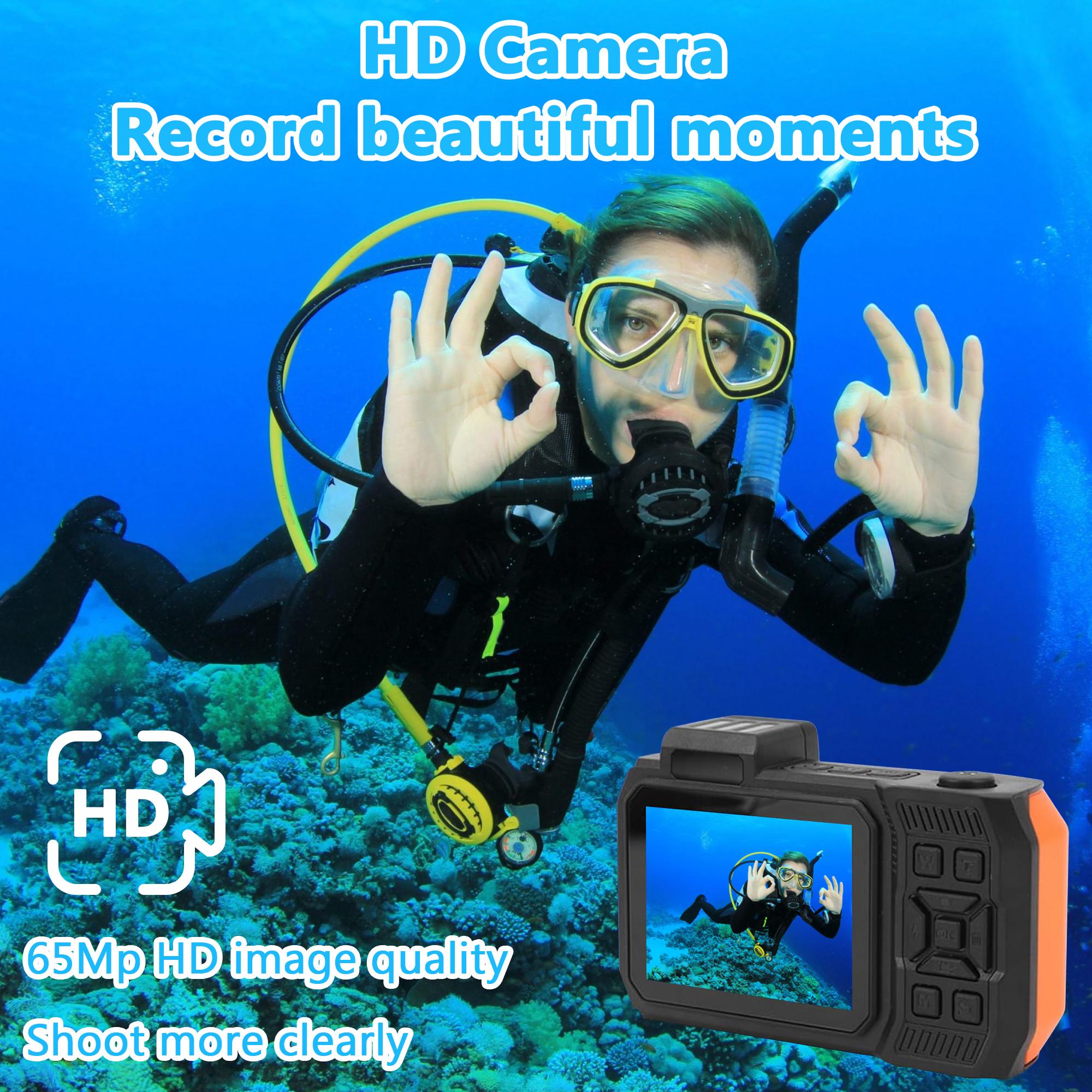 4kdigitalcamera,65 MP waterproof camera , 10 meters underwater camera snorkeling,Resolution travel vlogging camera,Summer Gift High
