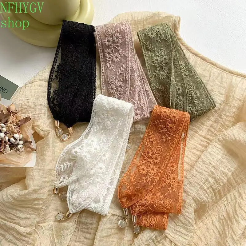 Floral Lace Magnetic Hair Headband, No‑Tie Embroidered Hair Wrap Scarf, Soft Breathable Stretchy Lace Hair Band For Women, Boho Hairstyle Decor For Daily Wear, Party, Dating And Special Occasions