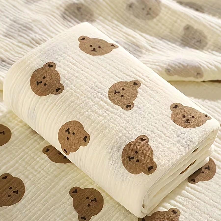 1pc Baby Muslin Blanket, Newborn Multi-Functional Muslin Wrap, Cute Cartoon Print, Can Be Used as Cover, Bath Towel, Stroller Cover, Gift Idea