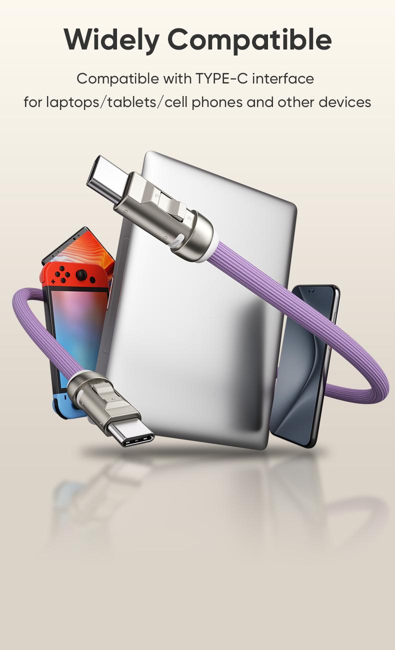 240W USB-C Lanyard Charging Cable, 2-in-1 Phone Strap & Fast Charger, 5A PD Data Transfer Cord with Buckle, Zinc Alloy Durable for Phone/Tablet/Laptop