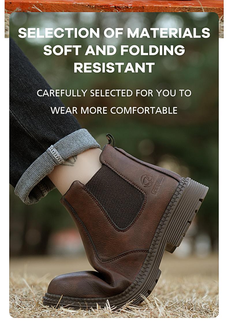 Splash-proof Smash-proof Puncture-proof Breathable Safety Shoes Lightweight Steel Toe Brown Non-slip Work Shoes for Women Footwear Bridal SpringStatements