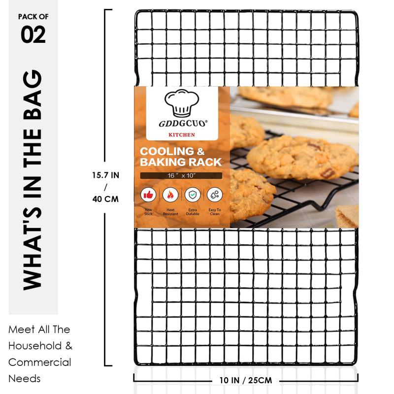 2-Piece Carbon Steel Non-Stick Cooling Racks, Special Drying Nets for Mooncakes, Bread, Cakes & Cookies, Baking Cooling Tools for Home & Commercial Use