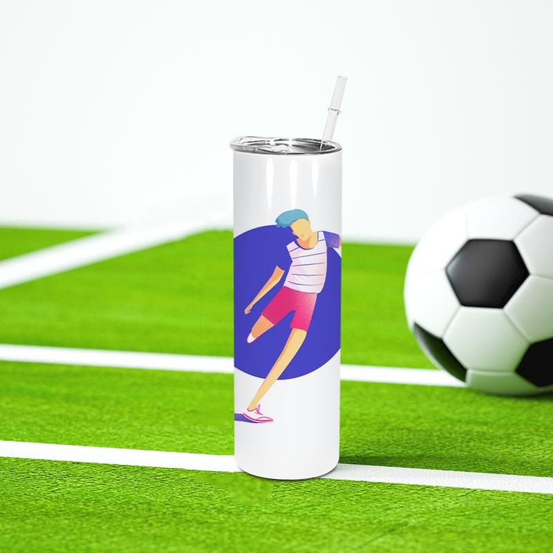 FECBK 25-Pack 20oz Skinny Tumbler with Flat Edge & Straw | 304 Food-Grade Stainless Steel Sublimation Blank Cup for Custom Iced Coffee, Juice & Sparkling Water | Large Capacity Party Drinkware Set