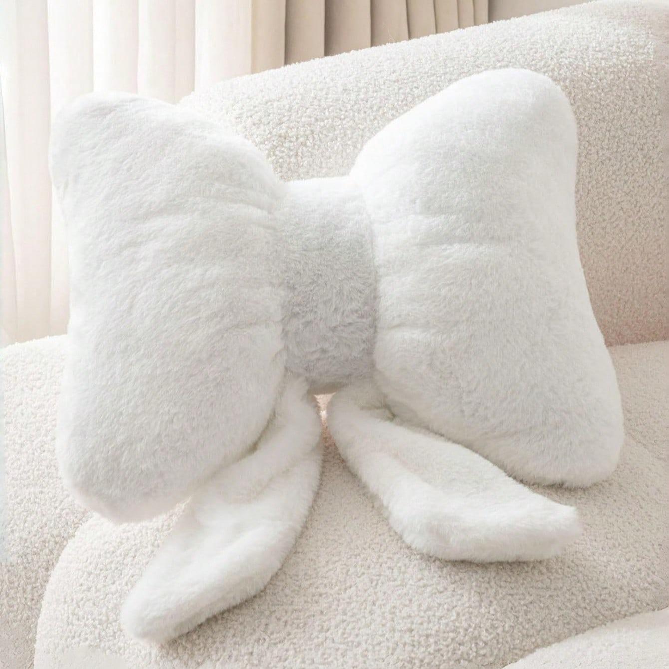 1pc Pink Bow Shaped Ultra Soft Plush Throw Pillow, Coquette Aesthetic Faux Fur Fluffy Cushion, Soft Cushions, Cute 3D Bow Decorative Pillow for Bedroom, Living Room, Cozy Gift for Home Decor Lovers, Valentine’s Day, Galentine’s Day