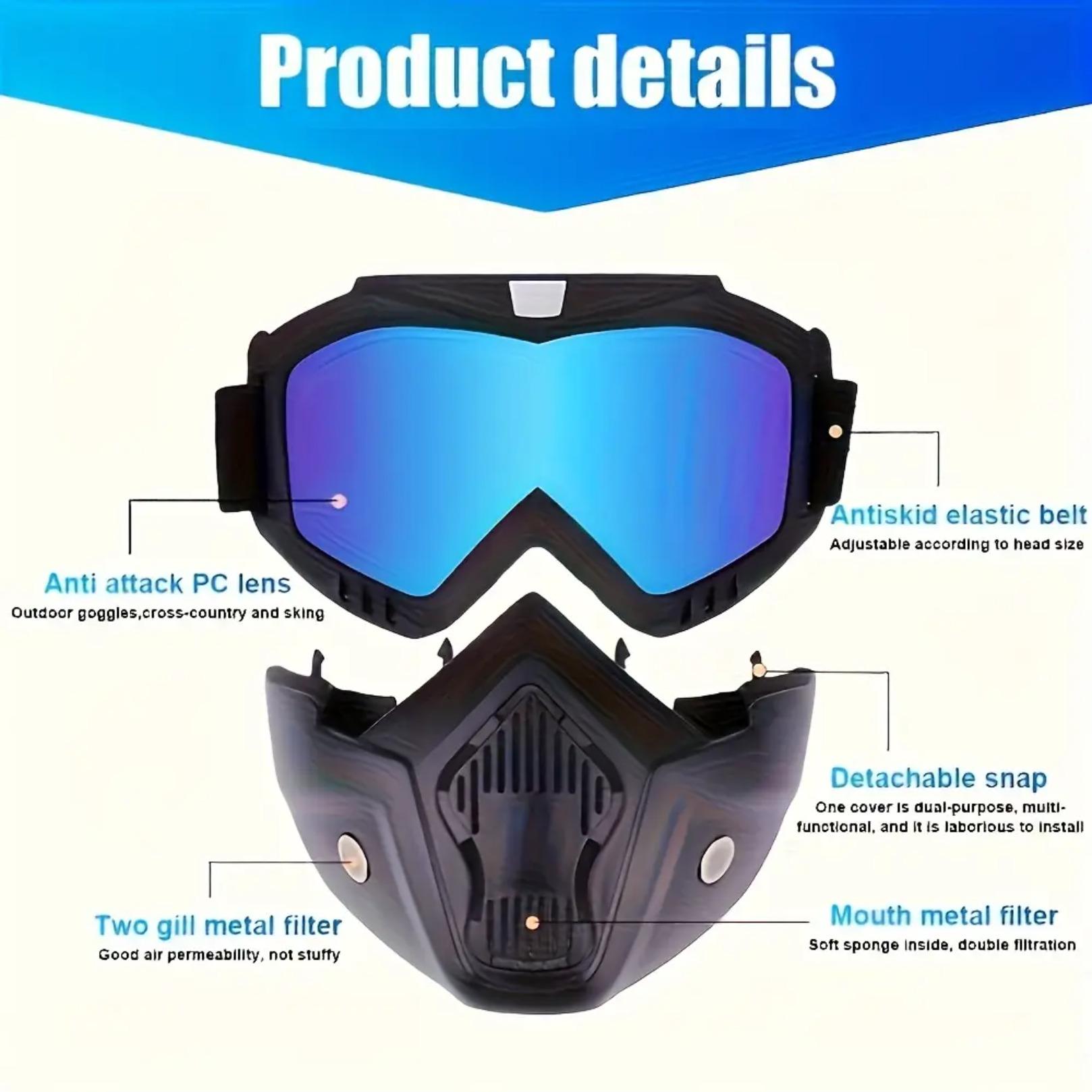 Full Face Protective Goggles - Anti-Fog High-Definition Lenses, Detachable Adjustable Face Mask, Comfort Cushion Sponge Padding, Durable Plastic Build for Yard Work, Outdoor Manual Labor