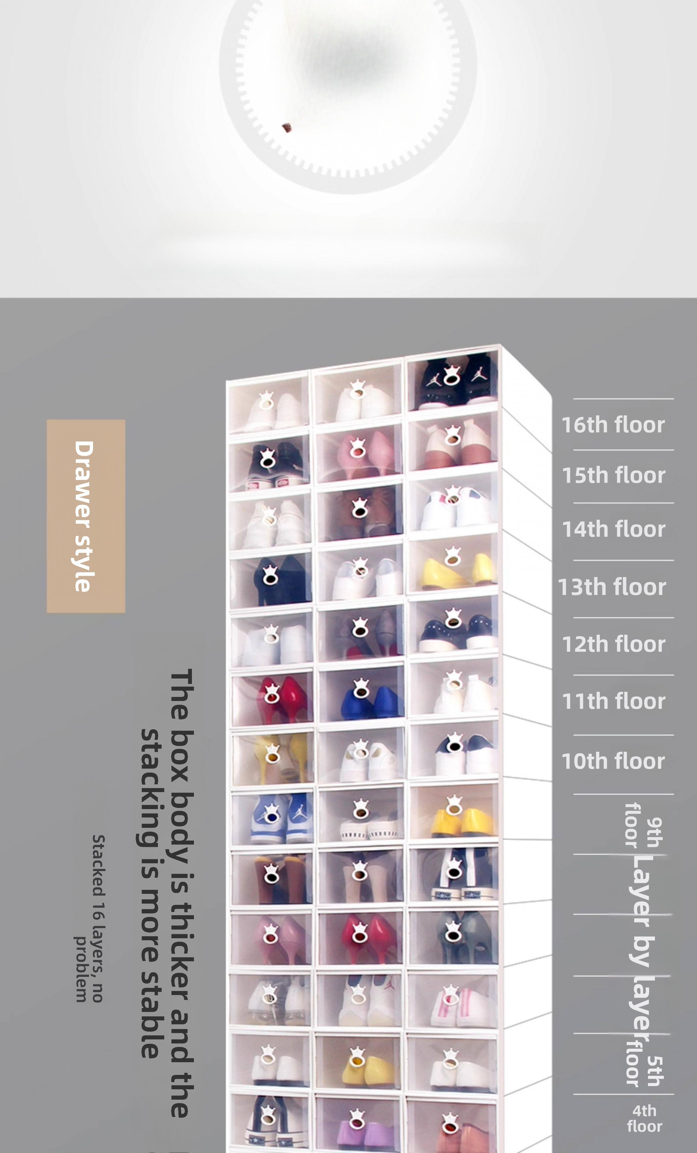 2026 10/20 piece large-capacity transparent shoe box stackable shoe rack, crown handle dustproof and antioxidant, space-saving vertical design
