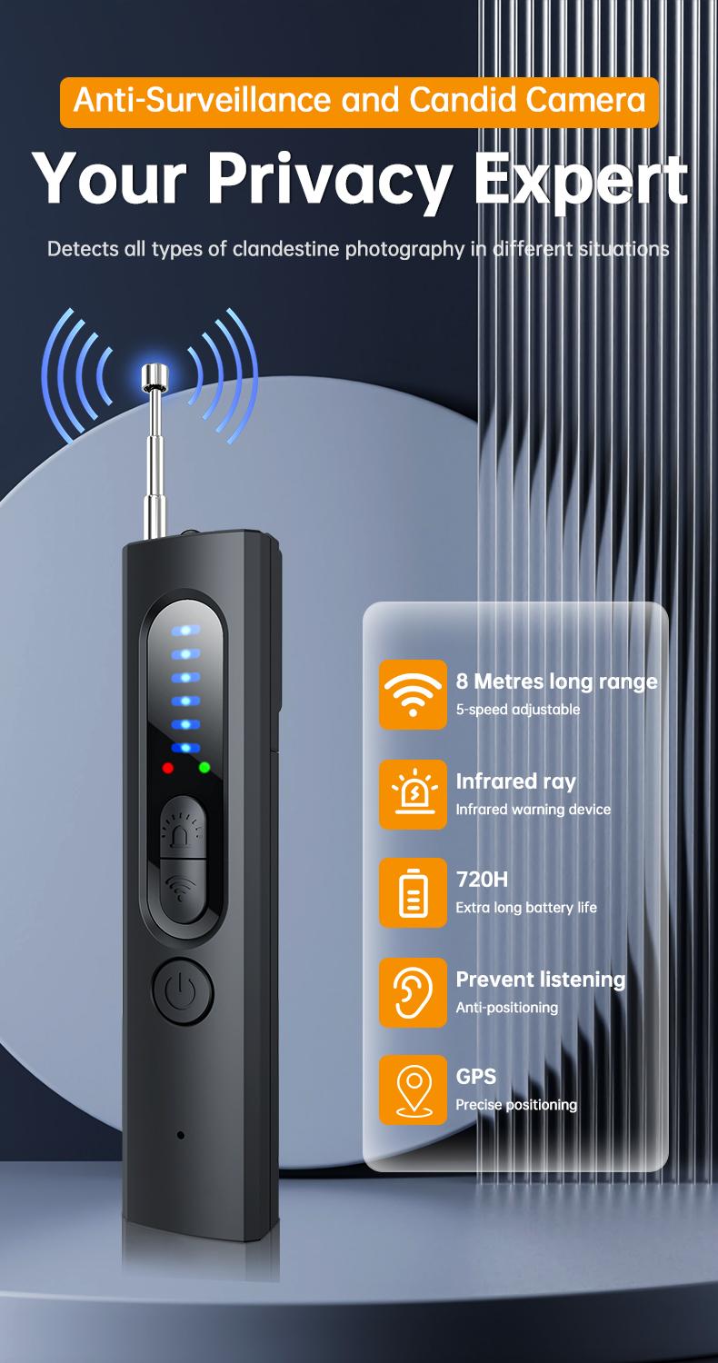 Hidden Camera Detectors ，GPS Tracker Detector with 5 Sensitivity Levels and Professional Modes for Office, Hotels, Bathroom Portable