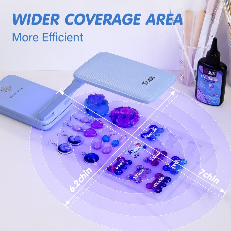 Premium Wireless UV Light,Foldable UV Light for Resin with Large Curing Area, Height Adjustable 20min Continuous UV Light for Resin Curing, Resin Molds, Jewelry Making, DIY Craft - LET'S RESIN