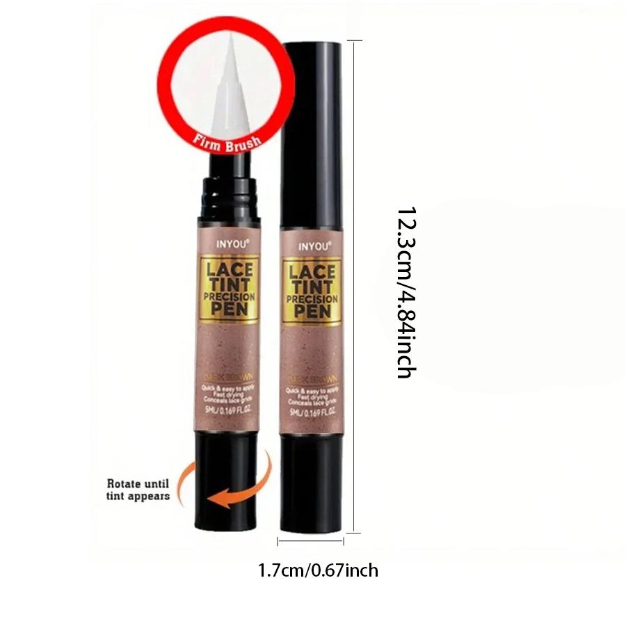 Lace Tint Precision Pen, Wig Lace Tint with Brush Applicator, Easy to Use, Easy to use, Long Lasting Formula, Blends Naturally