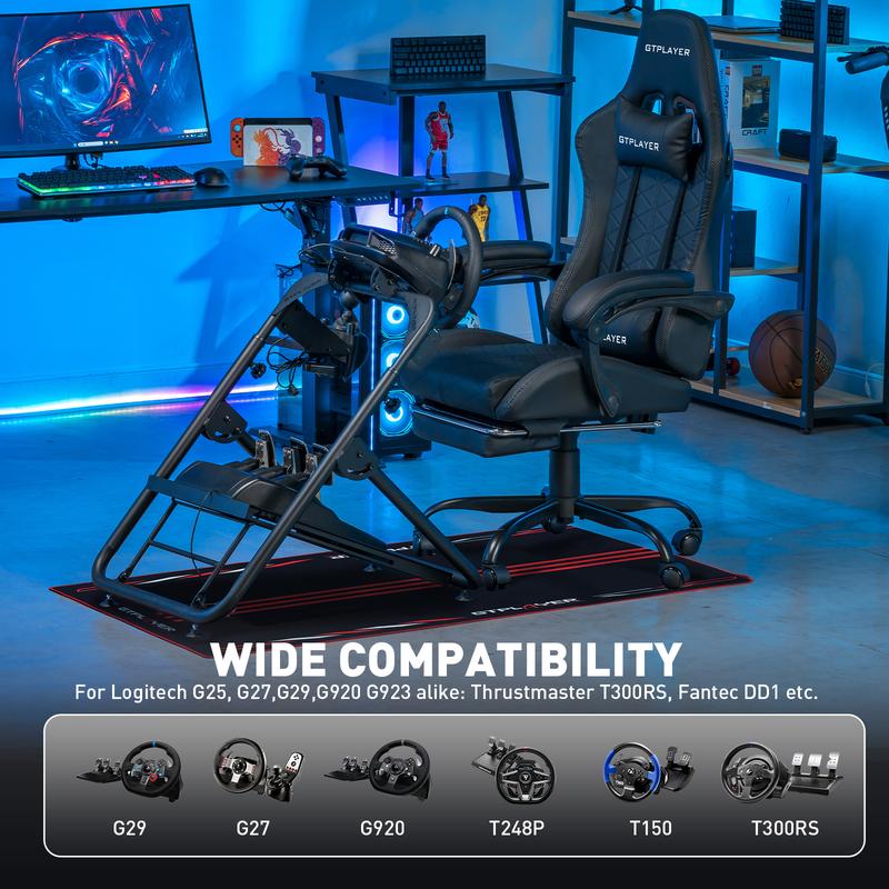 Comhoma Racing Simulator, Racing Wheel Bracket, Cockpit Wheel Bracket, Steering Gear and Shift Lever Bracket, suitable for Logitech G25, G27, G29, G920, G923 and Tesoton T330TS gaming brackets, Wheel Pedal, does not include the steering wheel itself.