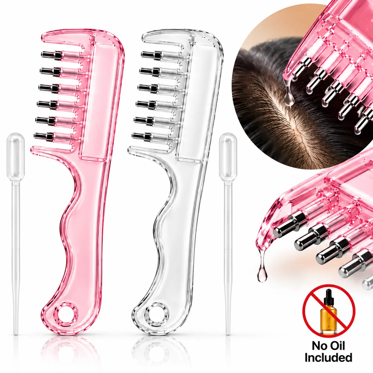 Scalp Liquid Applicator Comb, Refillable Hair Root Oil Massage Comb for Hair Care Treatment( Only Comb)-YY2