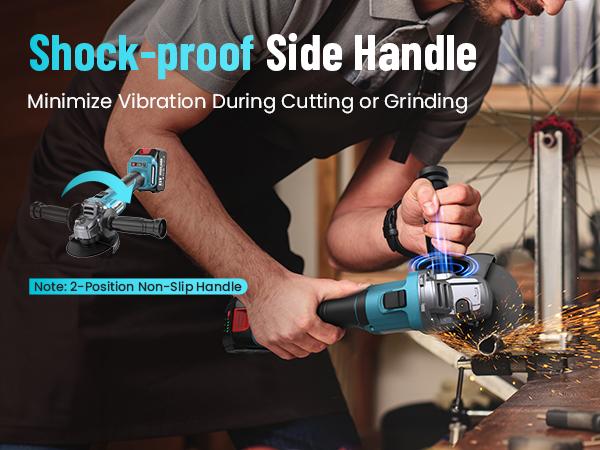 【SEESII】 Cordless Angle Grinder Kit with 2x4.0Ah Batteries, 10000RPM Brushless Electric Metal Grinder w/ 4-1/2" Cutting Wheel, Flap Wheel, and Wool Carving Wheel for Precision Cutting & Grinding