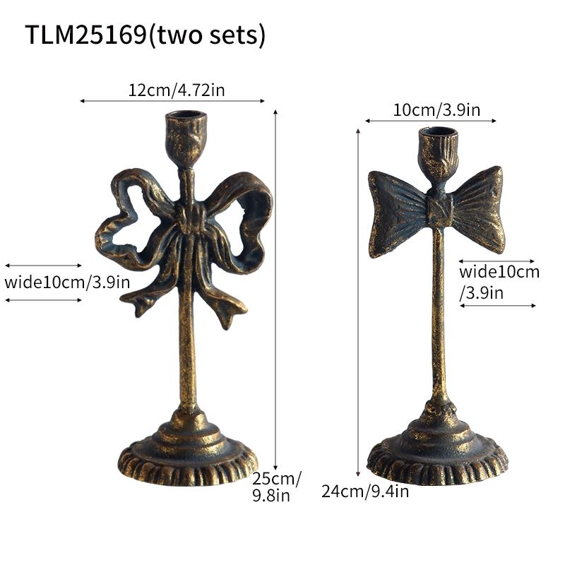 American-Style Vintage Distressed Ironwork Carved Candlestick, Decorative Handicrafts for Living Room Entrance Display, Creative Home Décor Item