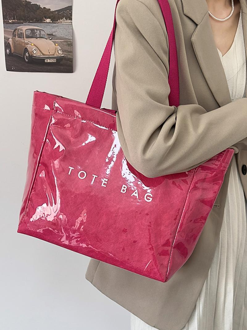 Women's Solid Color Tote Bag Office Work Bag, Fashionable Large Capacity Shoulder Bag for Work & Daily Used, Casual Trendy Versatile High-quality Daily Commuting Bag