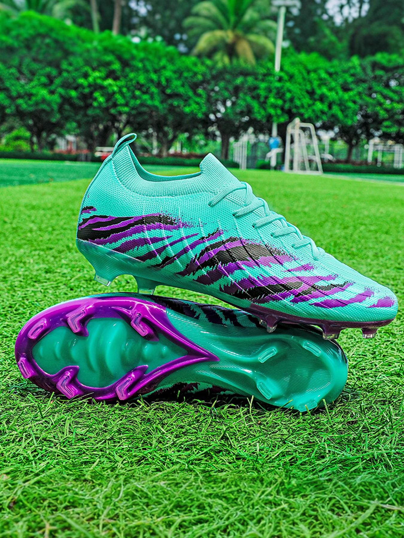 Men's Sporty Mid-Calf Athletic Shoes, PU Leather & Rubber Sole, Comfortable Laces, All-Season Football Running Shoes