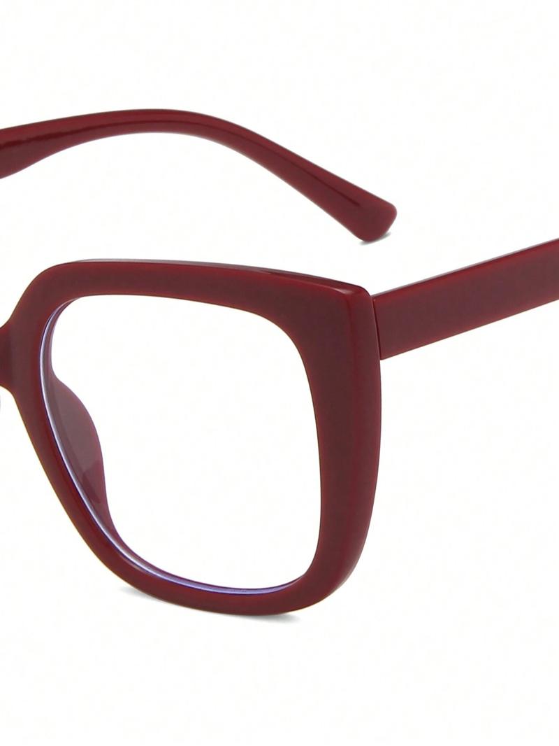 Women's Vintage Burgundy Square Frame Eyeglasses, Stylish Square Frames, Trendy Casual Blue Light Blocking Glasses for Everyday Use, Fashion Accessories for Outdoor Activities
