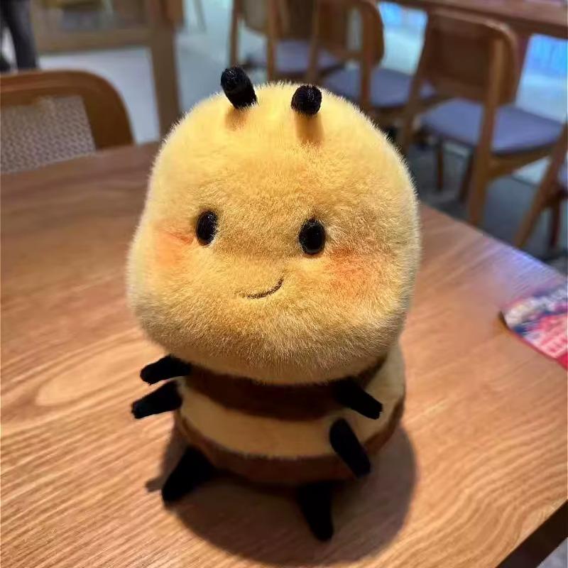 20CM Cute Smile Mouth Lips Bee Ladybug Plush Toys Stuffed Fat Ball Shape Bees Plush Doll Toys for Kids Birthday Gift