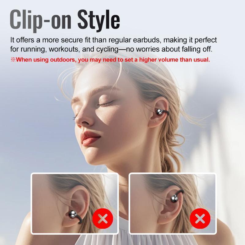 MGALL C02 (Supports Translation in 169 Languages) AI Edition Clip On Ear Headphones with LCD Full Color Touch Screen, Audio Wireless Headphones for Music & Phone Calls