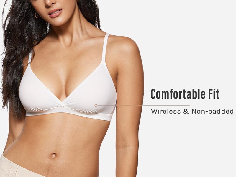INLYRIC Women's Inbarely Triangle Bralette Comfortable Unlined V Neck Wireless Smoothing Bra Top Stretch